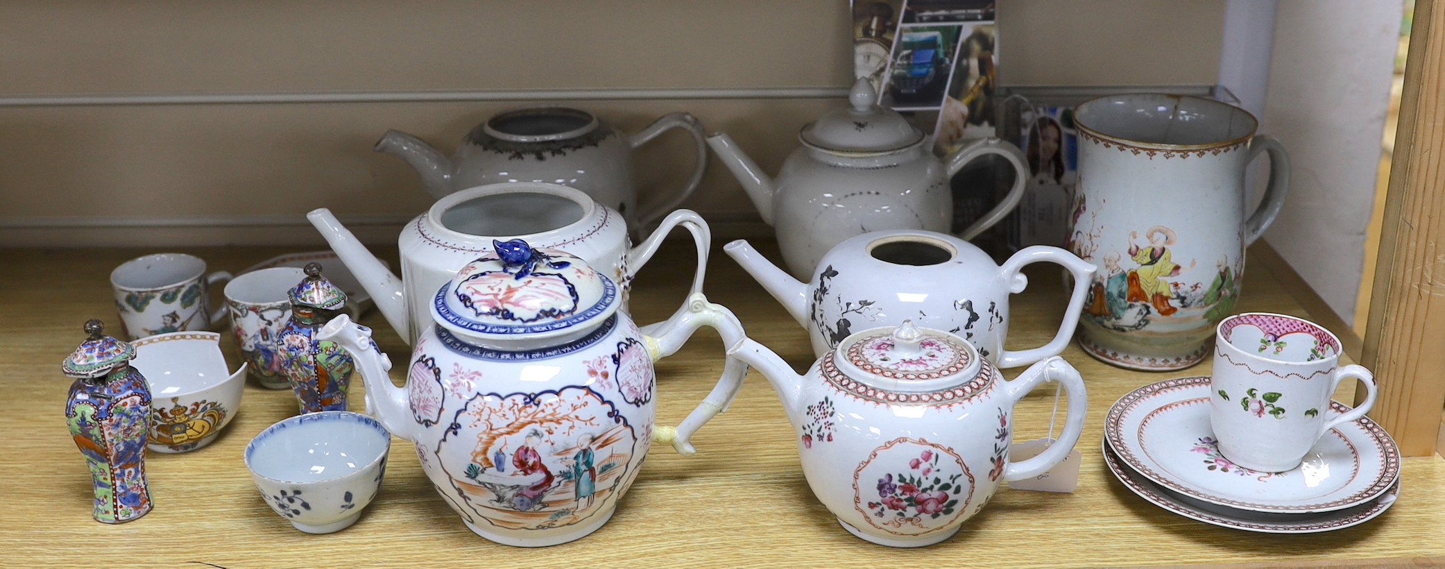 A collection of mixed Chinese export tableware, 18th century and later